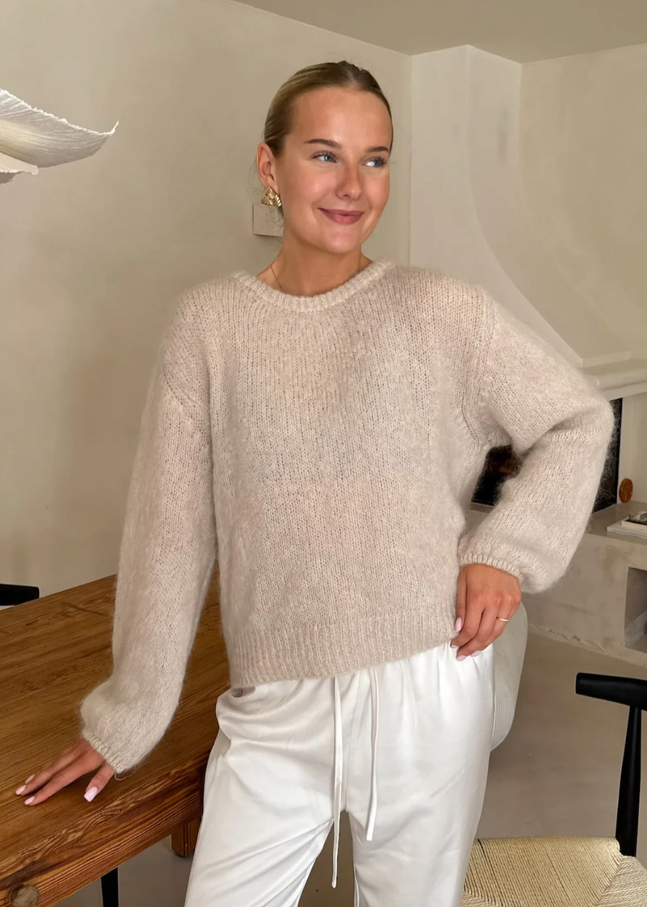 Beige strikket genser