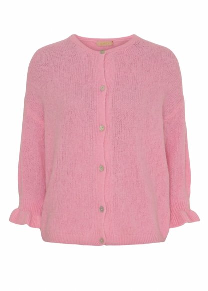 Rosa cardigan med knapper