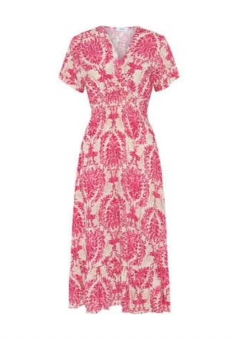 Rosa maxikjole med smock