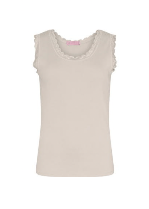 Beige singlet med blonder