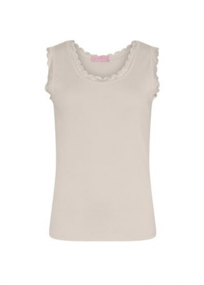 Beige singlet med blonder