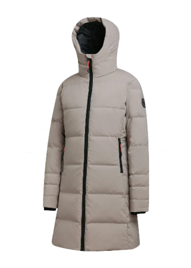 beige dunjakke mid length