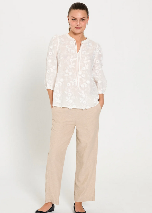 Beige klassisk linbukse