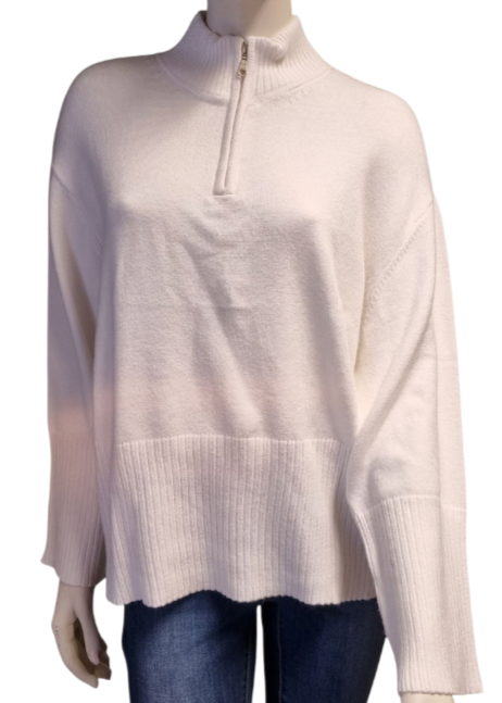 Hvit genser med glidelås