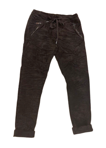 Brun bukse med knyting i midjen