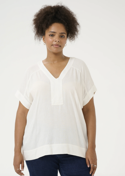 Hvit bluse med v-hals