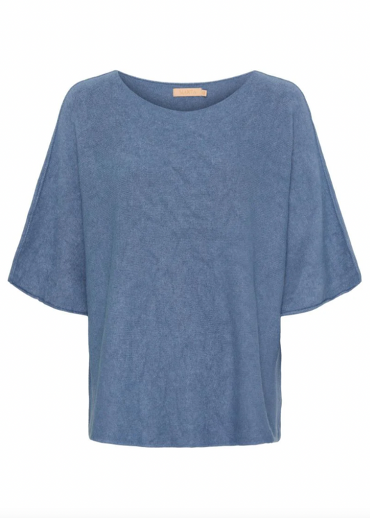 Jeansblå genser med 3/4 ermer