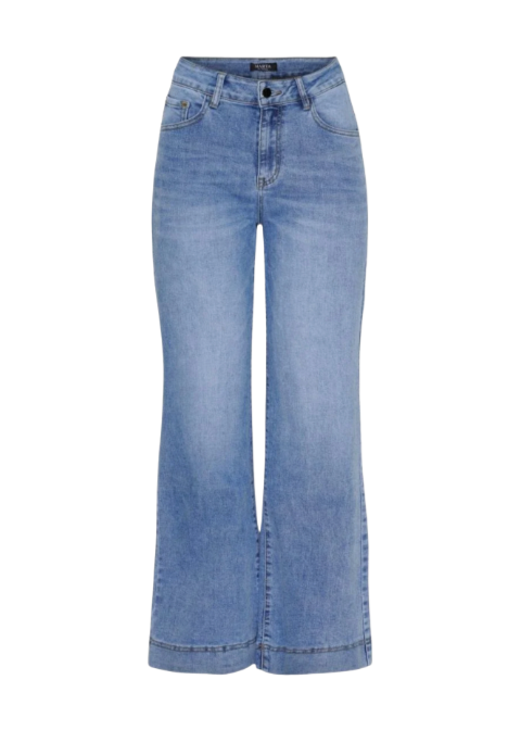 Jeans med sleng i lys denim