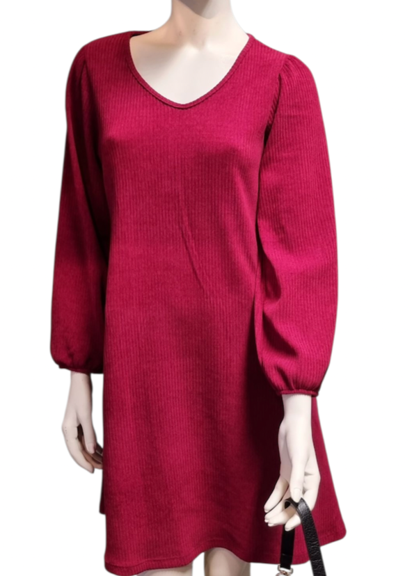 Burgunderfarget kjole med glitter 