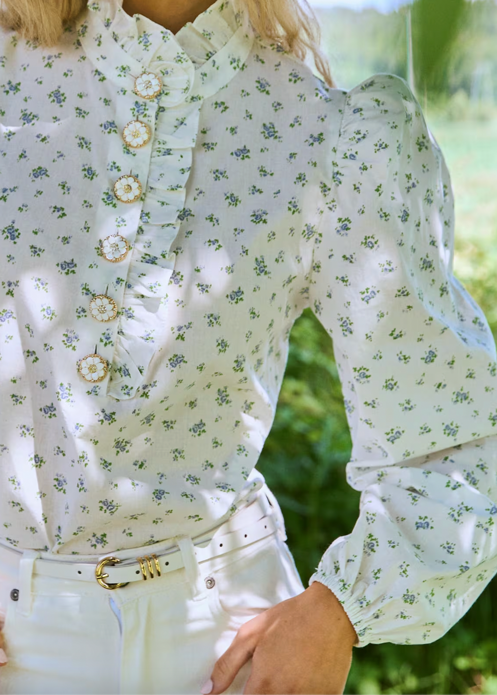 Bluse med blomsterprint