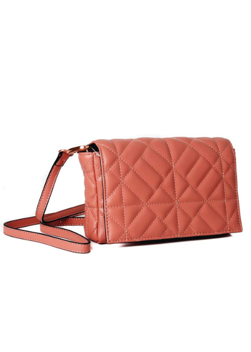 Korallfarget waffel clutch veske