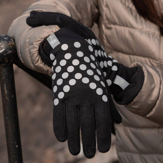Sølvfaks hansker med refleks svart