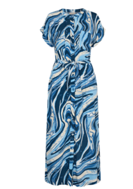 Lang mønstret kjole i blått
